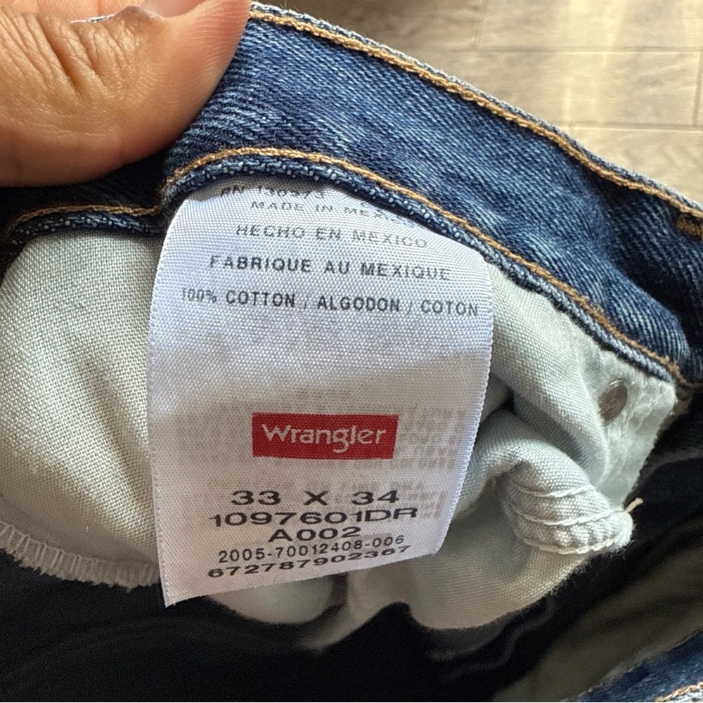 WRANGLER Men's 33x33 Jeans BLUE DENIM WESTERN STRAIGHT LEG PREPPY USA COWBOY - Picture 8 of 10